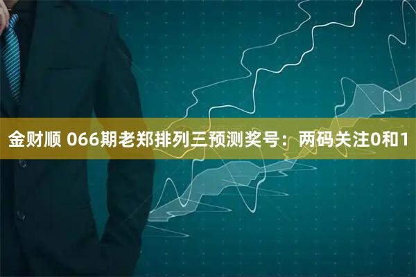 金财顺 066期老郑排列三预测奖号：两码关注0和1